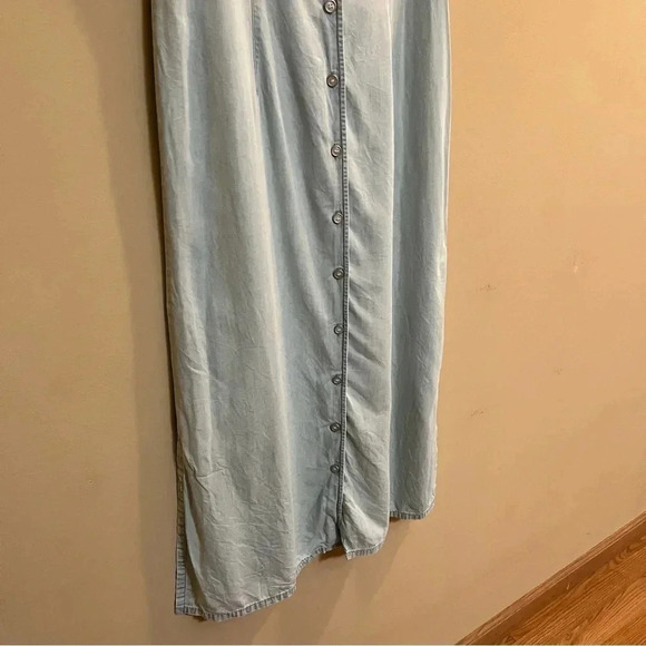 Crazy Horse by Liz Clairborne Women Maxi Denim Blue Jean dress Buttons Sz 8 - Picture 3 of 12